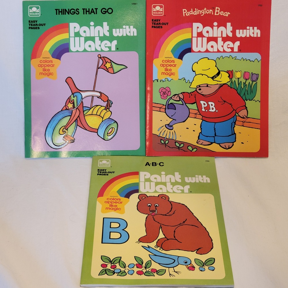 Golden Paint with Water Books Set of 3 Vintage 1980s Paddington Retro Unused